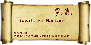 Fridvalszki Mariann névjegykártya